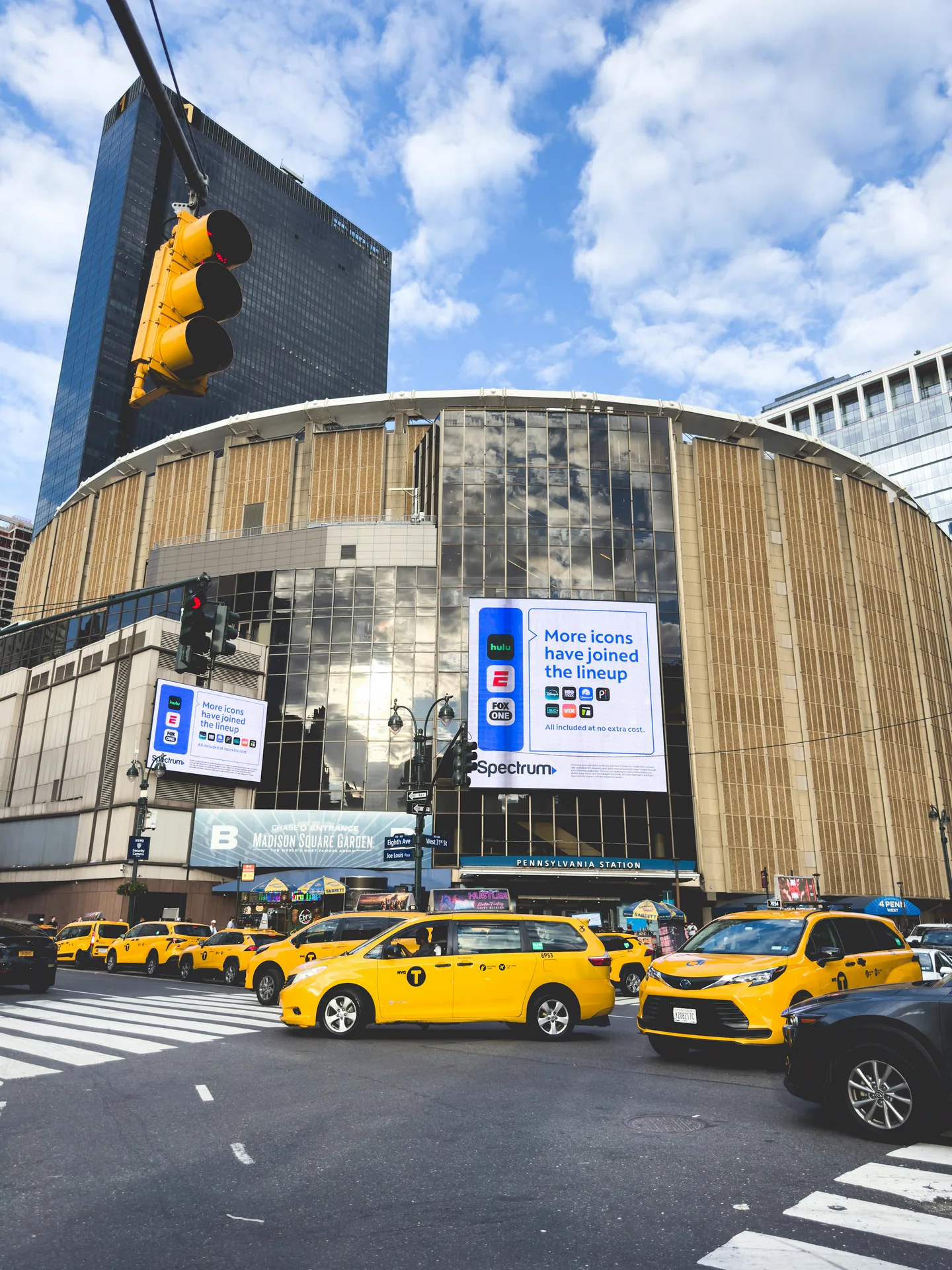 Madison Square Garden mitt på Manhattan, hemmaarena för New York Knicks.